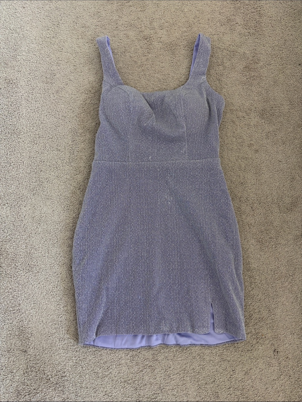 Lilac Sparkle Square-Neck Bodycon Dress